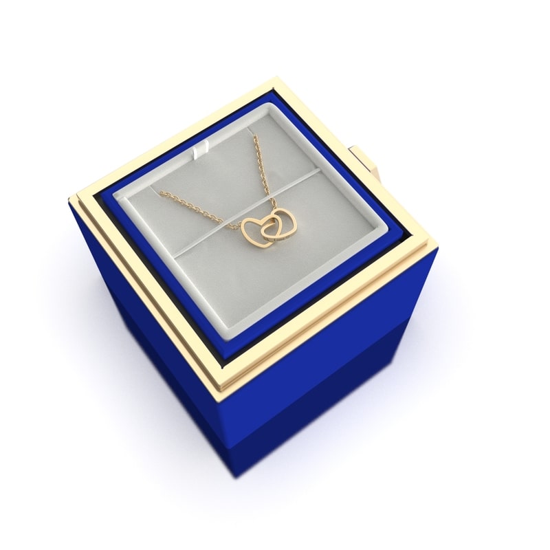 Eternal Rose Box W Hidden Engraving Necklace EternLuv   BluerRoseGoldNeckalce 