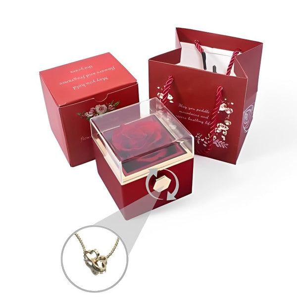 Eternal Rose Box-W/ Hidden Engraving Necklace