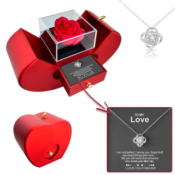 Forever Rose Box Necklace Silver